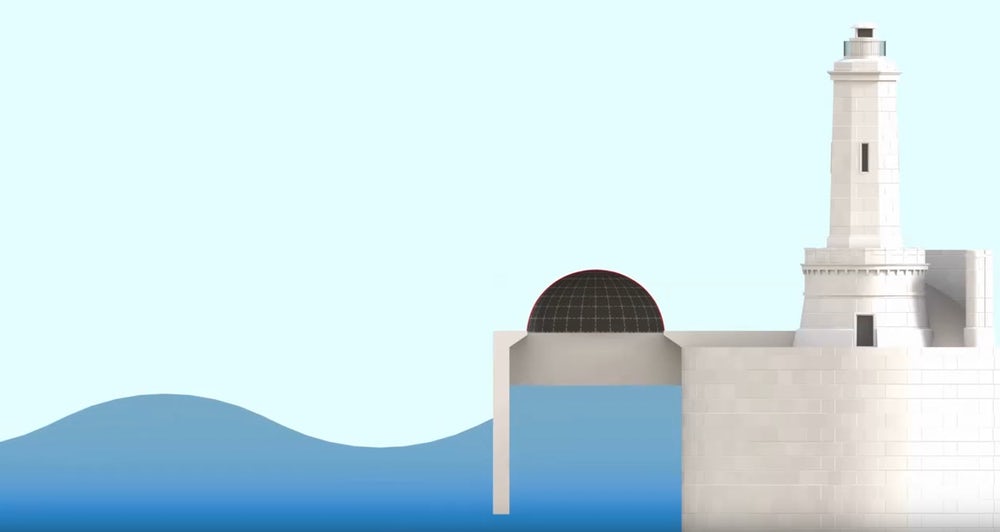 An illustration depicting a shore-based full-size DEG
