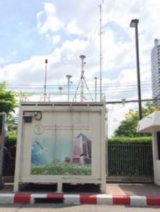 รูปที่ 4 สถานีตรวจวัดคุณภาพอากาศแบบมาตรฐาน ของกรุงเทพมหานคร ที่สำนักงานเขตราชเทวี