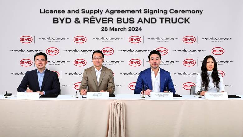 เรเว่ สานต่อความร่วมมือ BYD จัดตั้งโรงงานประกอบรถบรรทุก EVและรถบัส EV นอกประเทศจีนเป็นครั้งแรกในไทย