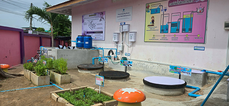 โรงเรียนต้นแบบระบบบำบัดน้ำเสียโรงอาหาร